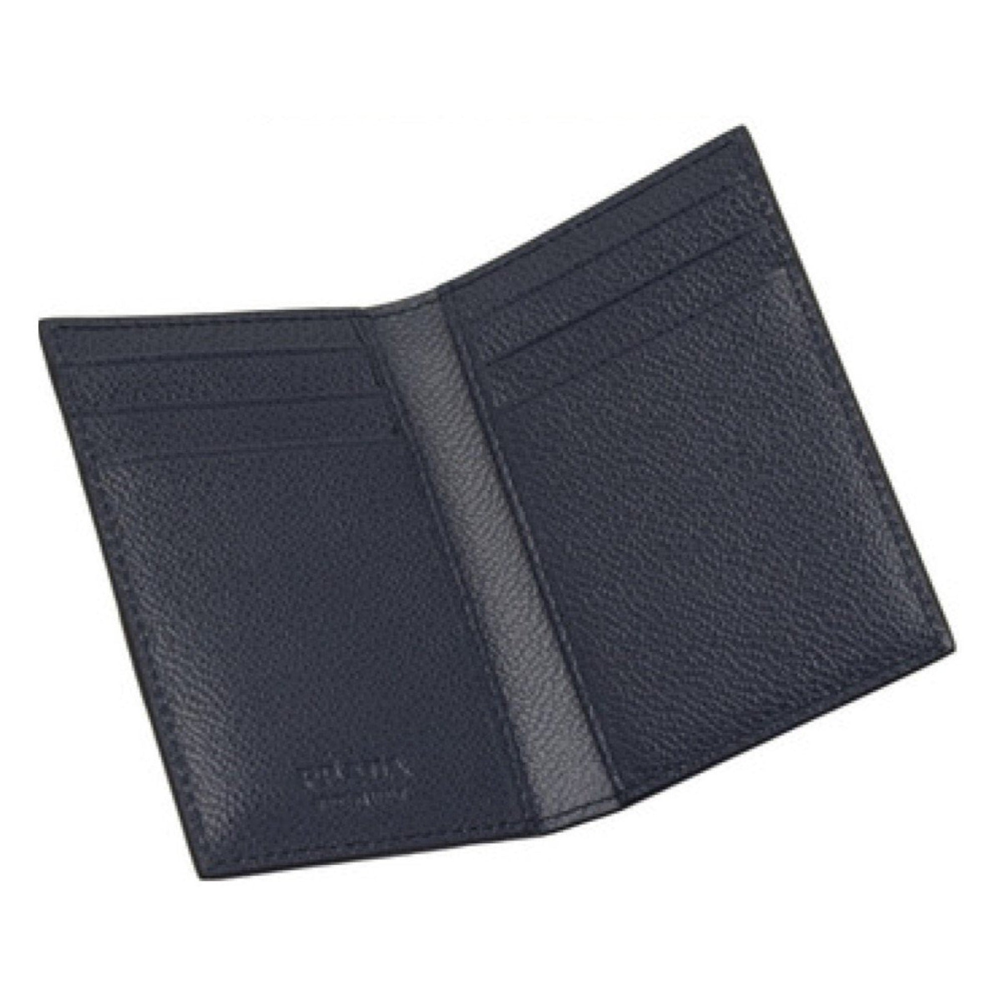 Prada Blue Leather Bifold Wallet – Sleek Style & Functionality