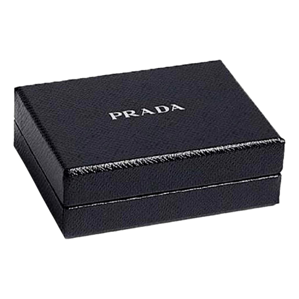 Prada Trifold Wallet - Elegant Marmo Grey Leather, Silver Logo Design