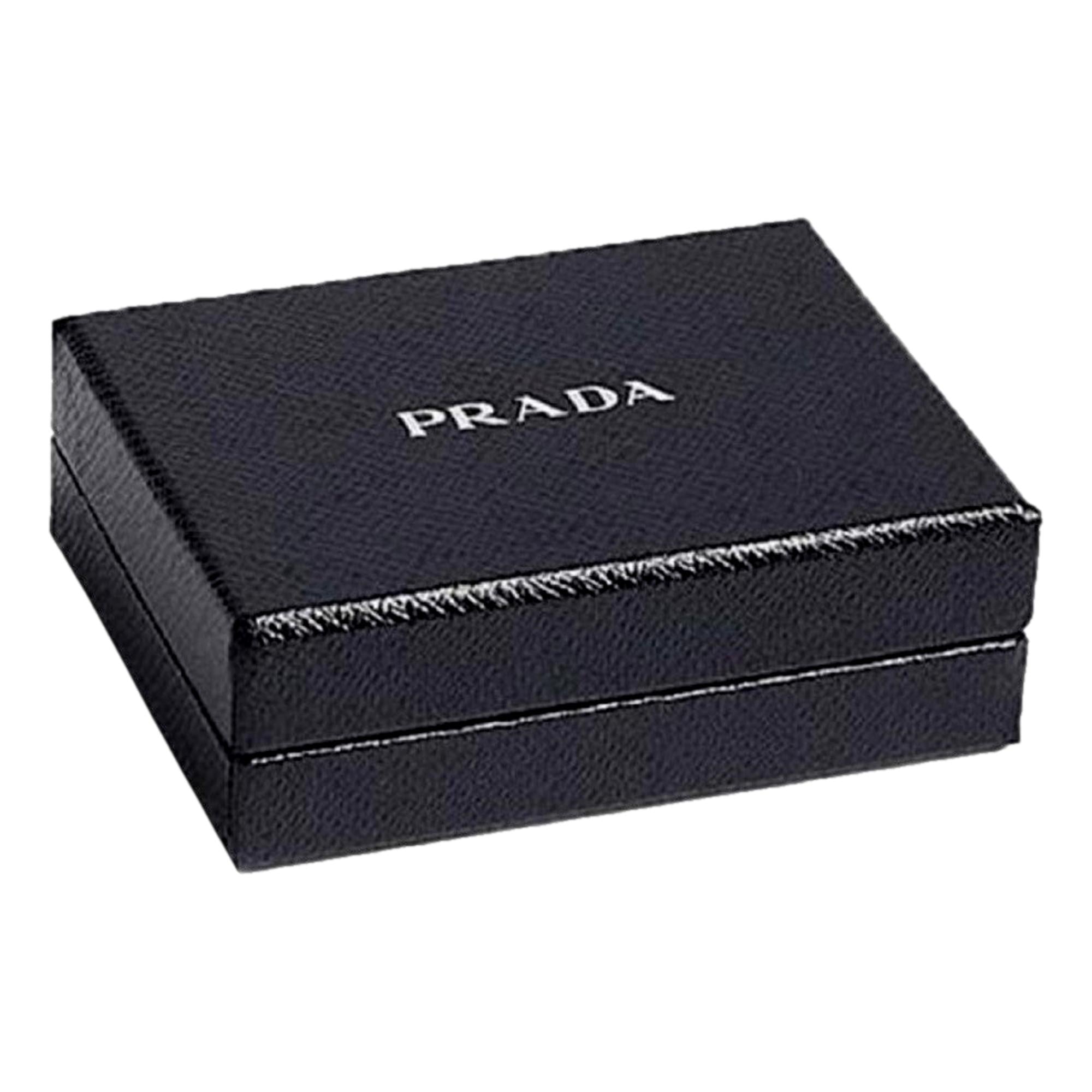 Prada Trifold Wallet - Elegant Marmo Grey Leather, Silver Logo Design