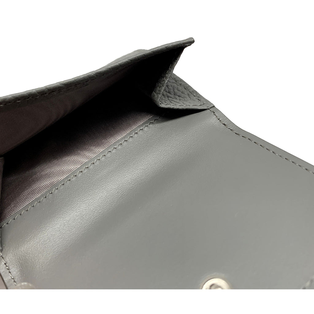 Prada Trifold Wallet - Elegant Marmo Grey Leather, Silver Logo Design