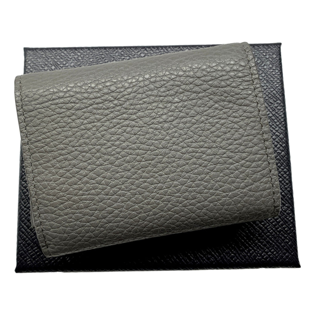 Prada Trifold Wallet - Elegant Marmo Grey Leather, Silver Logo Design