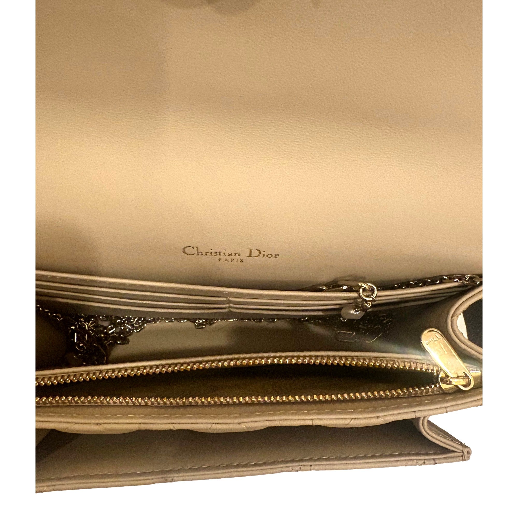 My Dior Daily Pouch: Elegant Beige Lambskin with Chain