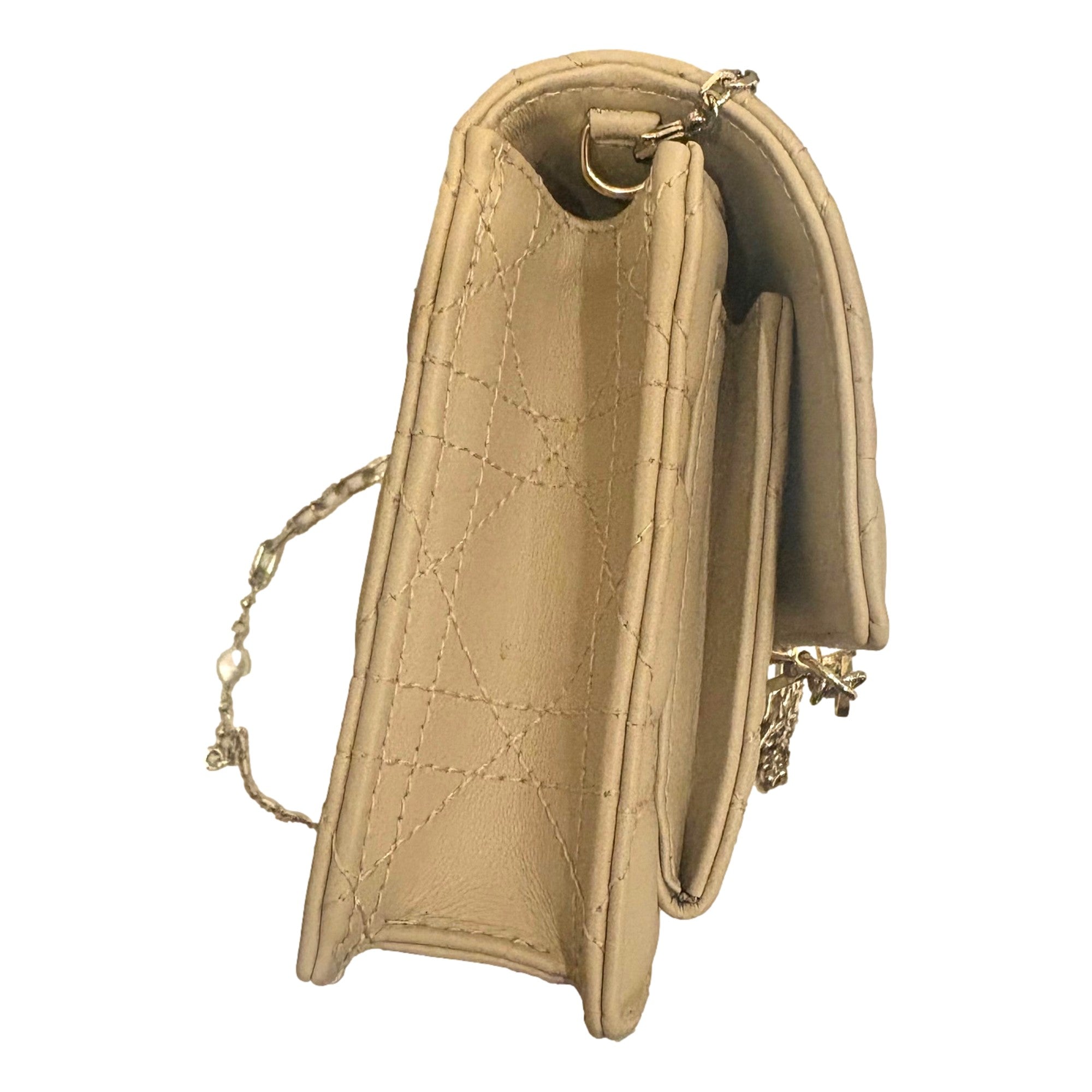 My Dior Daily Pouch: Elegant Beige Lambskin with Chain