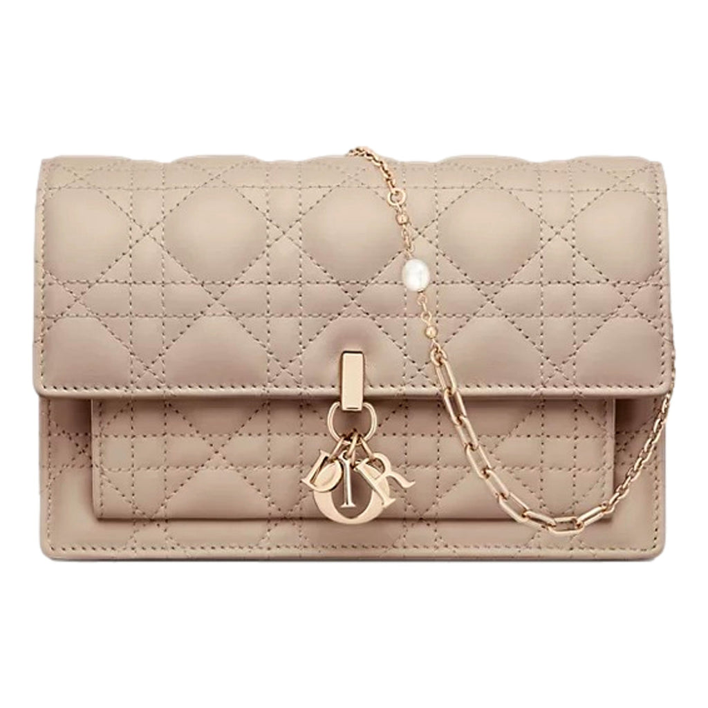 My Dior Daily Pouch: Elegant Beige Lambskin with Chain