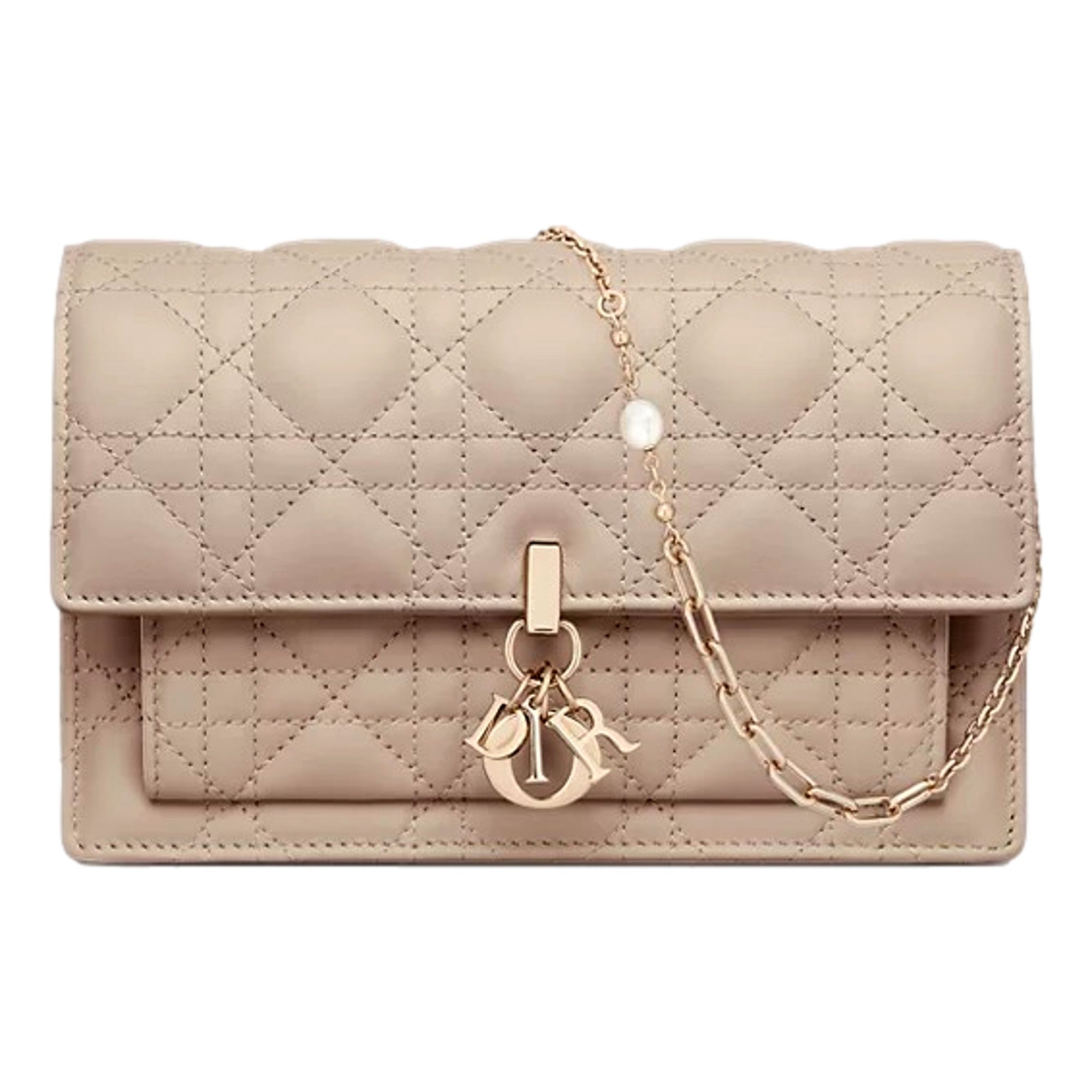My Dior Daily Pouch: Elegant Beige Lambskin with Chain