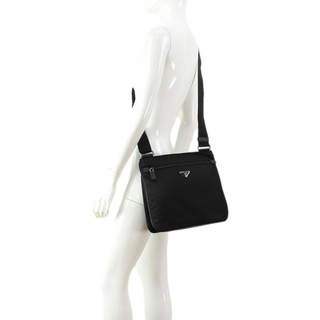 Prada Tessuto Saffiano Black Messenger Bag – Style Meets Functionality