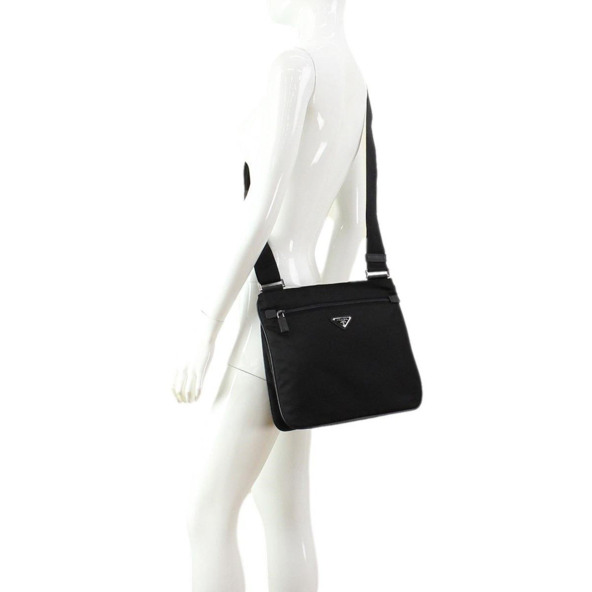 Prada Tessuto Saffiano Black Messenger Bag – Style Meets Functionality