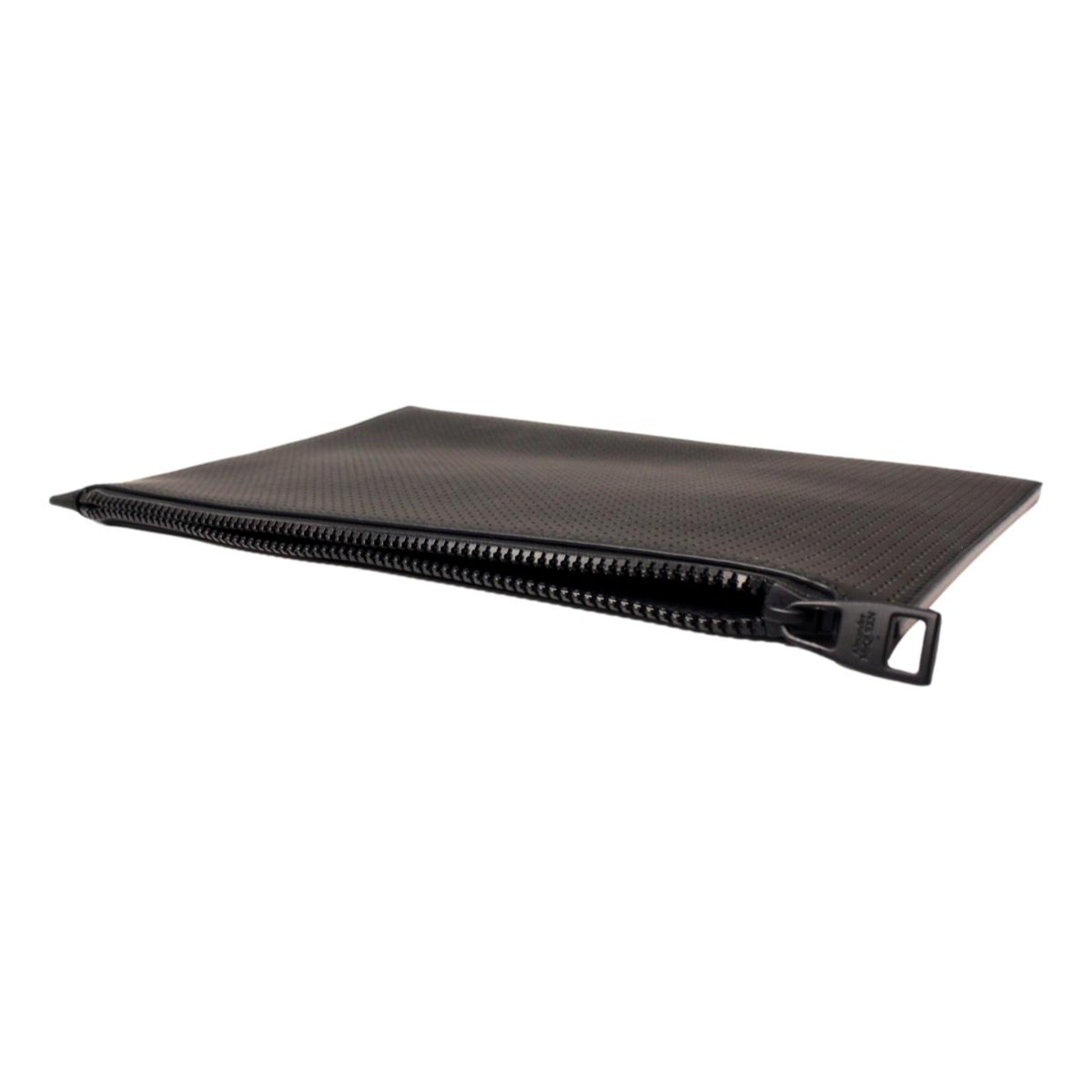 Alexander McQueen Black Leather Flat Pouch with Card Slots -   Shop Bags LLC 