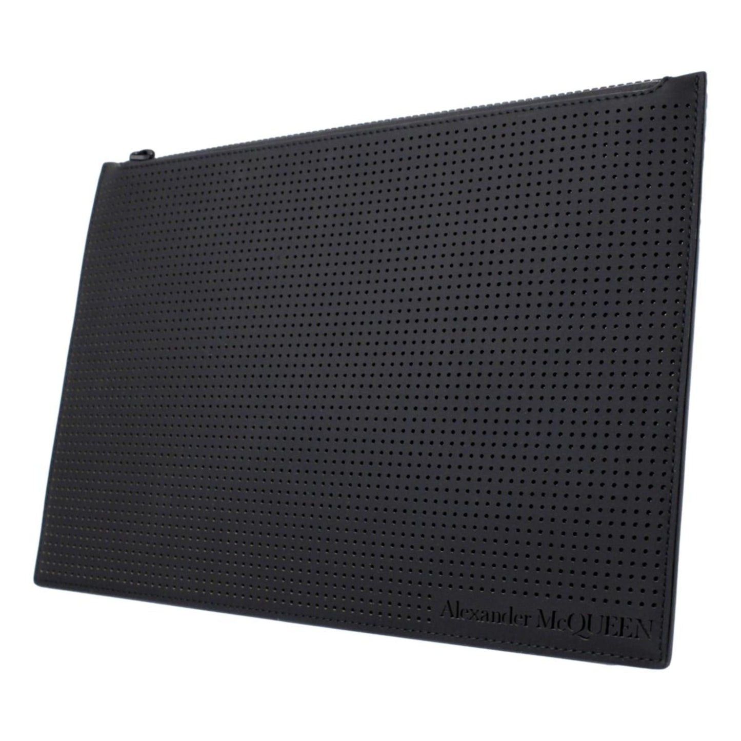 Alexander McQueen Black Leather Flat Pouch with Card Slots -   Shop Bags LLC 