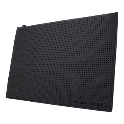 Alexander McQueen Black Leather Flat Pouch with Card Slots -   Shop Bags LLC 
