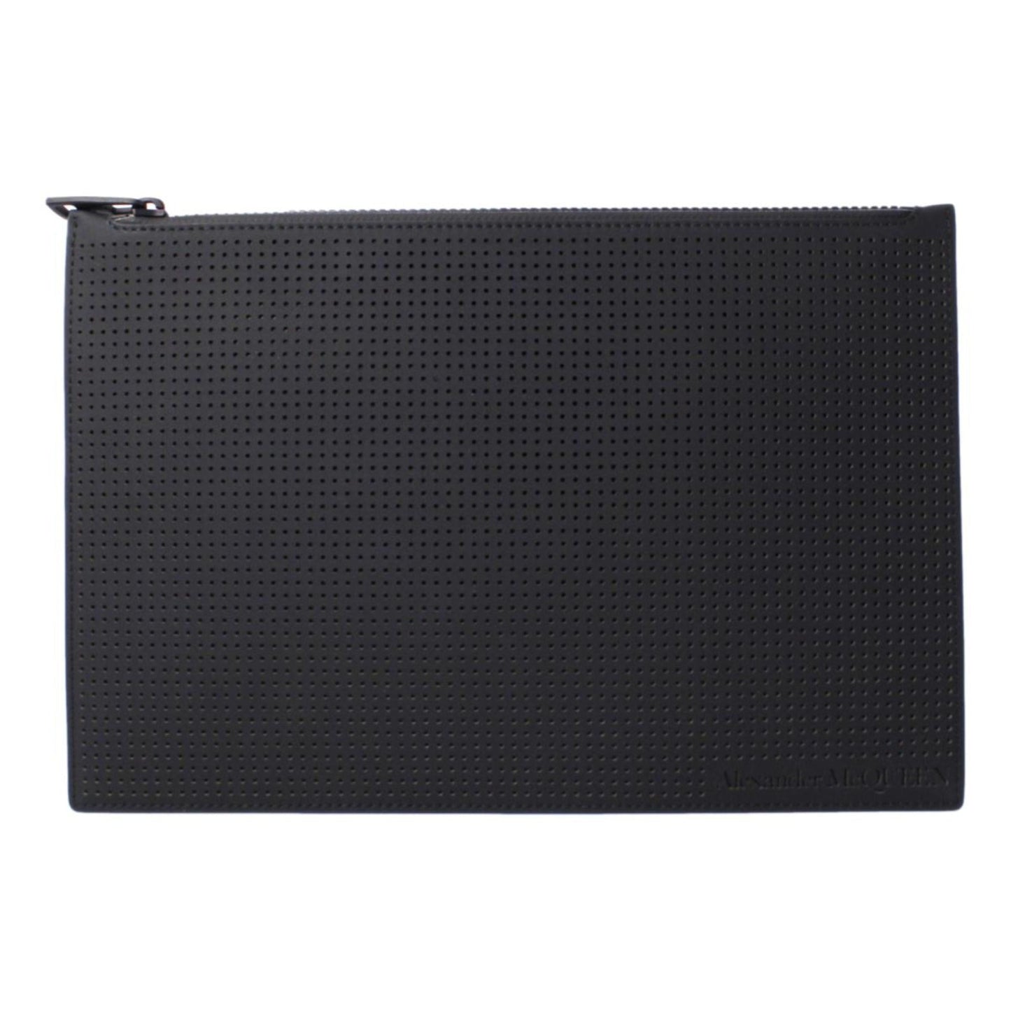 Alexander McQueen Black Leather Flat Pouch with Card Slots -   Shop Bags LLC 