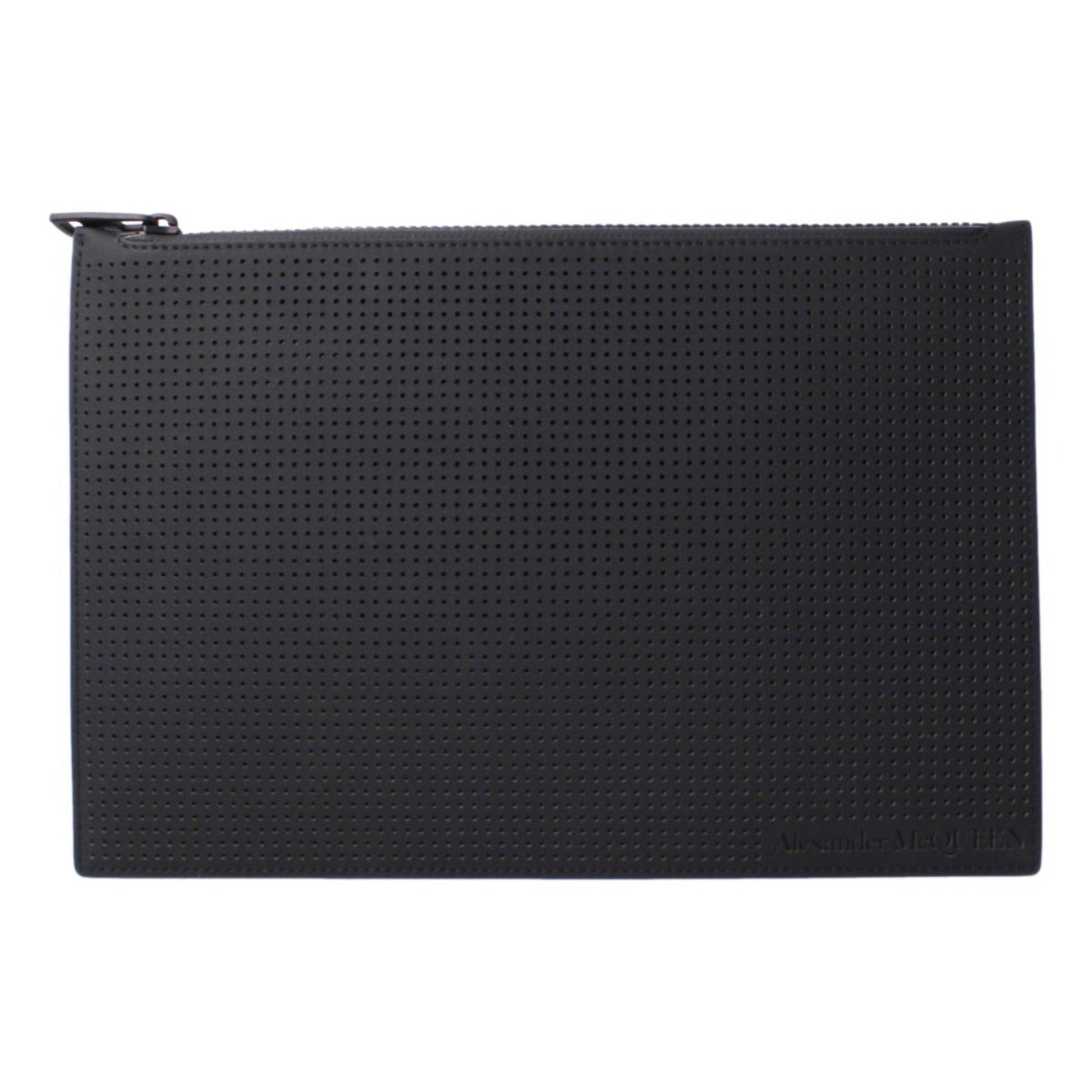 Alexander McQueen Black Leather Flat Pouch with Card Slots -   Shop Bags LLC 