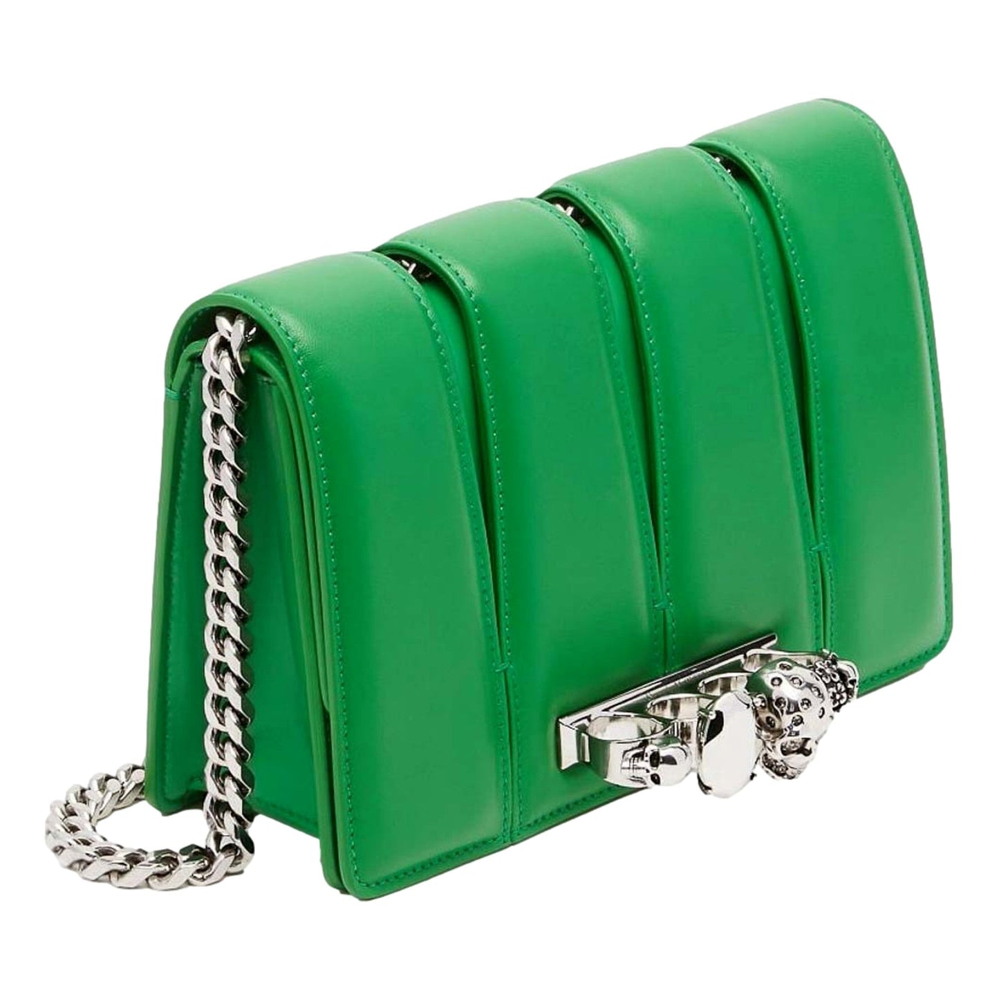 Alexander McQueen Clutch: The Slash Skull Ring Bag in Bright Green -   Shop Bags LLC 