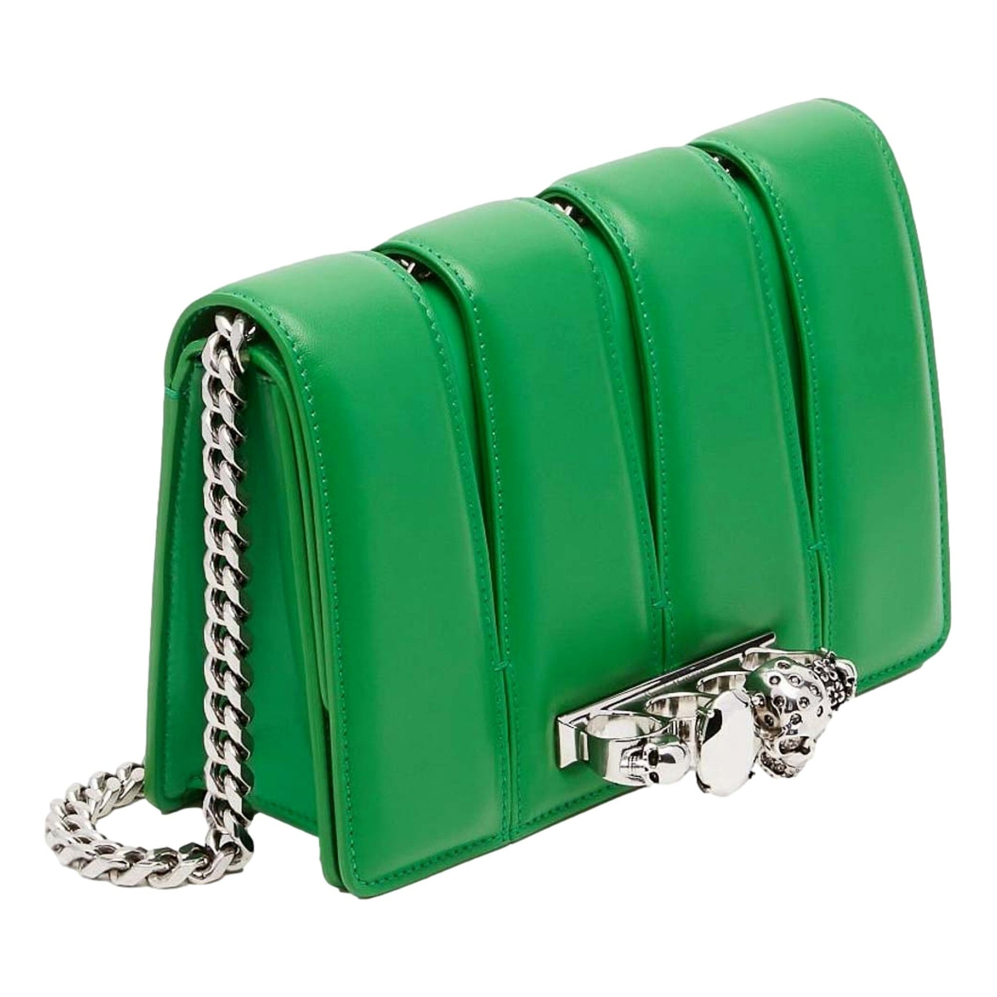 Alexander McQueen Clutch: The Slash Skull Ring Bag in Bright Green -   Shop Bags LLC 