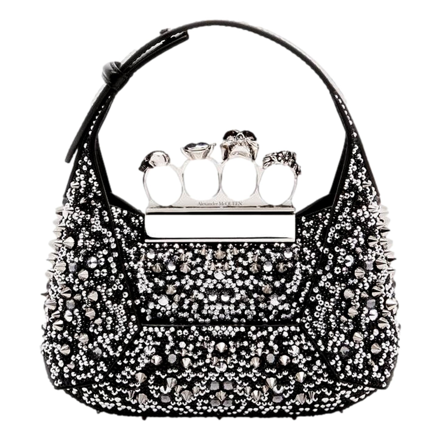 Alexander McQueen Crystal Jewelled Hobo Bag with Skull Handle -   Shop Bags LLC 