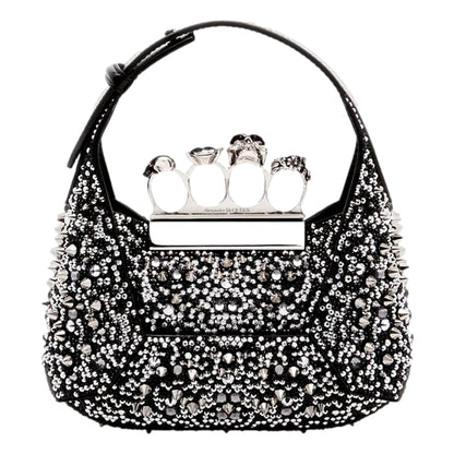 Alexander McQueen Crystal Jewelled Hobo Bag with Skull Handle -   Shop Bags LLC 