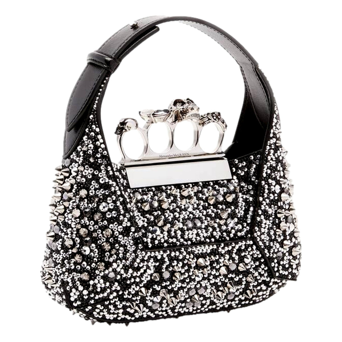 Alexander McQueen Crystal Skull Handle Handbag - Luxury Hobo Bag