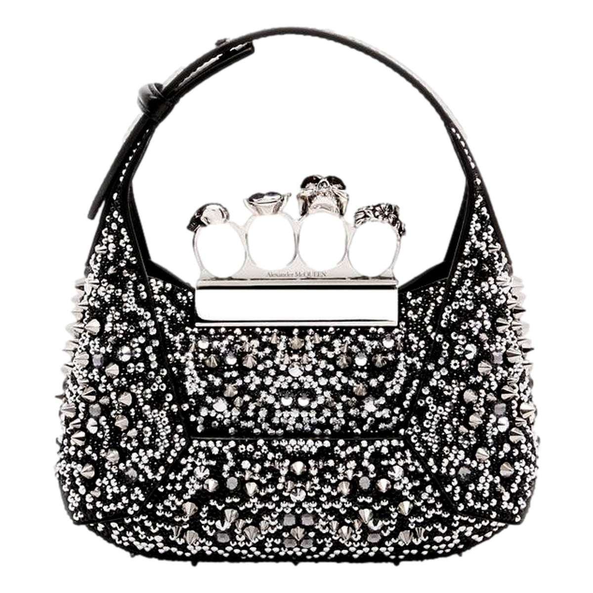 Alexander McQueen Crystal Skull Handle Handbag - Luxury Hobo Bag