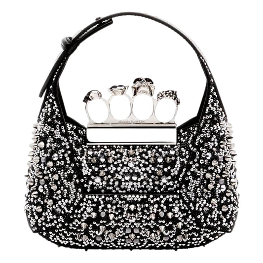 Alexander McQueen Crystal Skull Handle Handbag - Luxury Hobo Bag