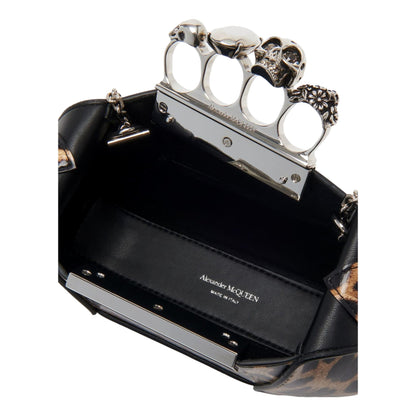 Alexander McQueen Leopard Print Jewelled Shoulder Bag Skull Knuckle -   Shop Bags LLC 
