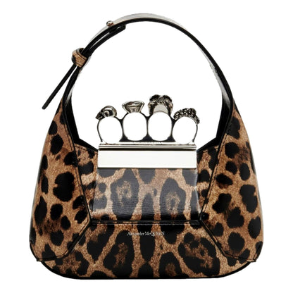 Alexander McQueen Leopard Print Jewelled Shoulder Bag Skull Knuckle -   Shop Bags LLC 