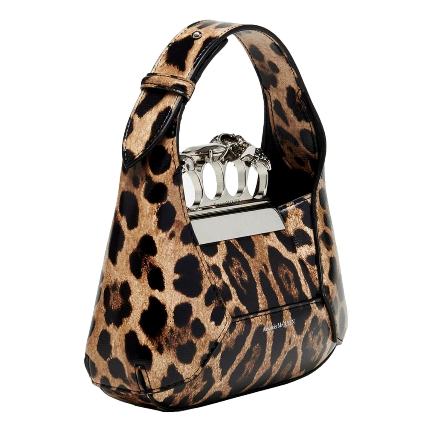 Alexander McQueen Leopard Print Jewelled Shoulder Bag Skull Knuckle -   Shop Bags LLC 