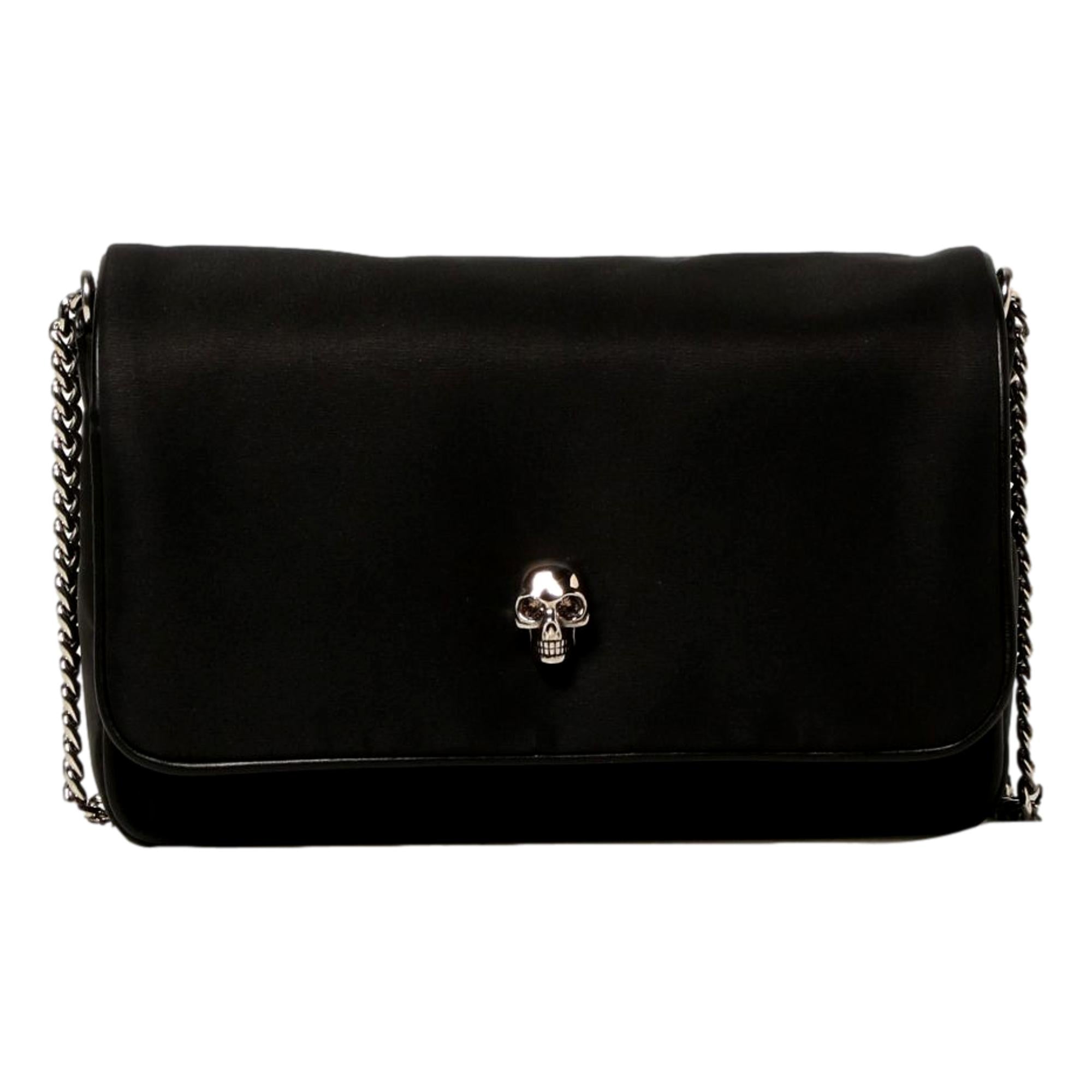 Alexander McQueen Small Black Nylon Skull Shoulder Bag -  