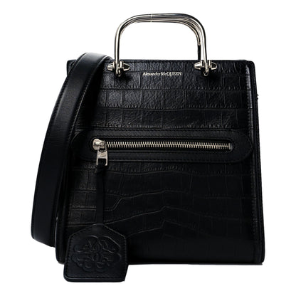 Alexander McQueen: The Short Story Black Croc Leather Satchel Bag -  