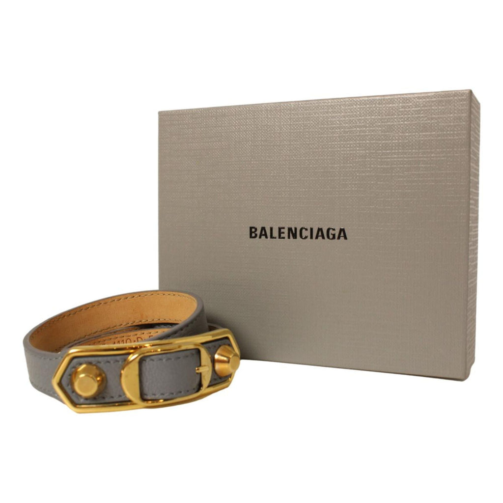 Balenciaga Arena Bleu Acier Glossy Leather Wrap Bracelet -   Shop Bags LLC