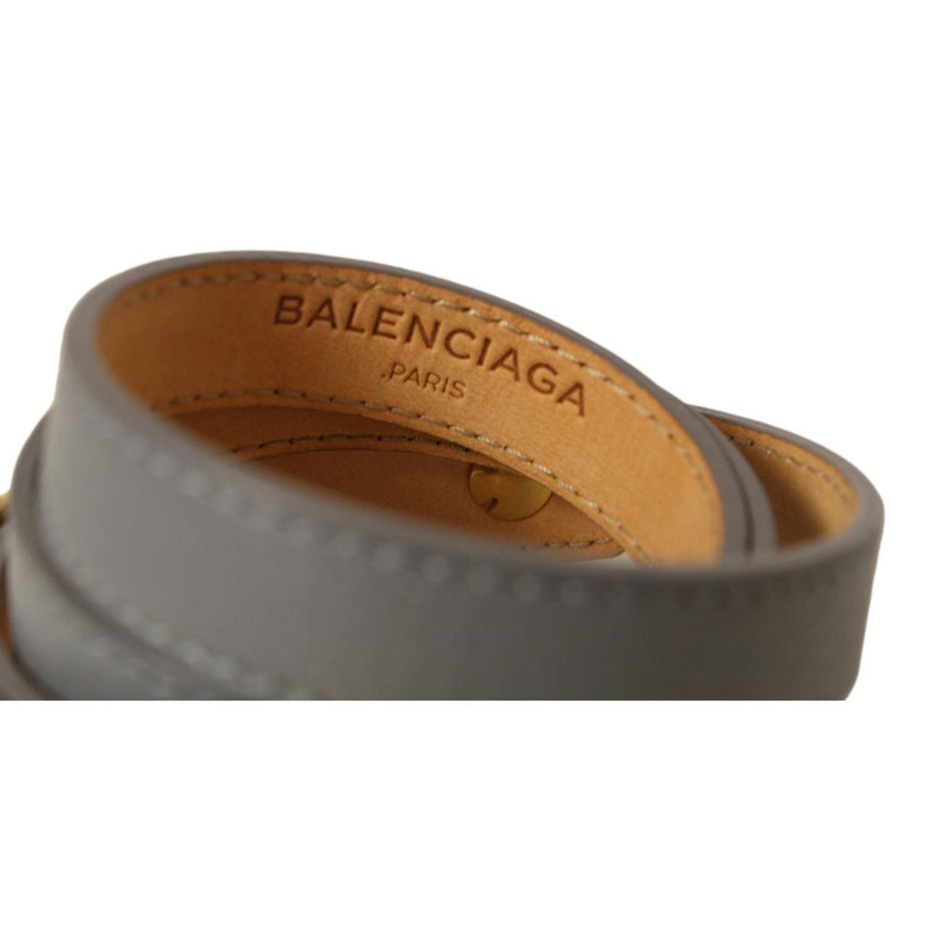 Balenciaga Arena Bleu Acier Glossy Leather Wrap Bracelet -   Shop Bags LLC