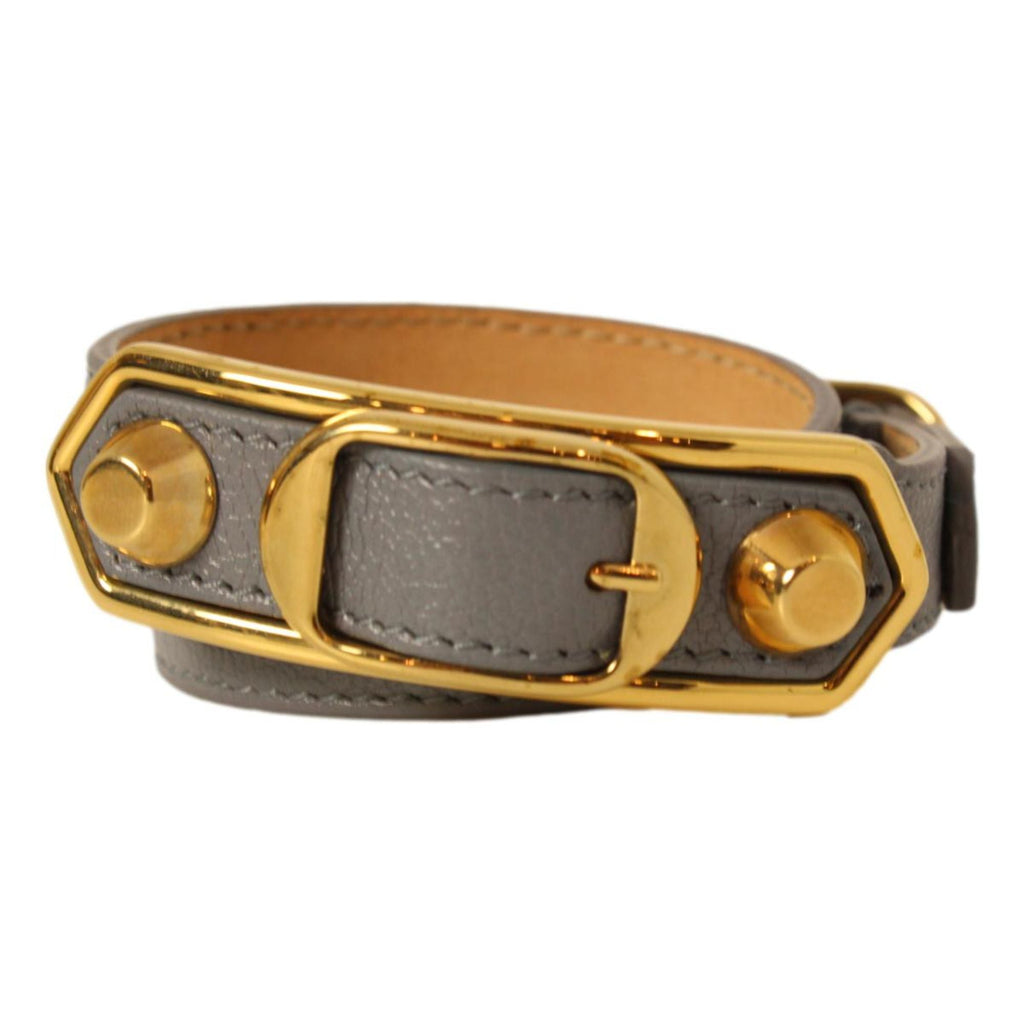 Balenciaga Arena Bleu Acier Glossy Leather Wrap Bracelet -   Shop Bags LLC