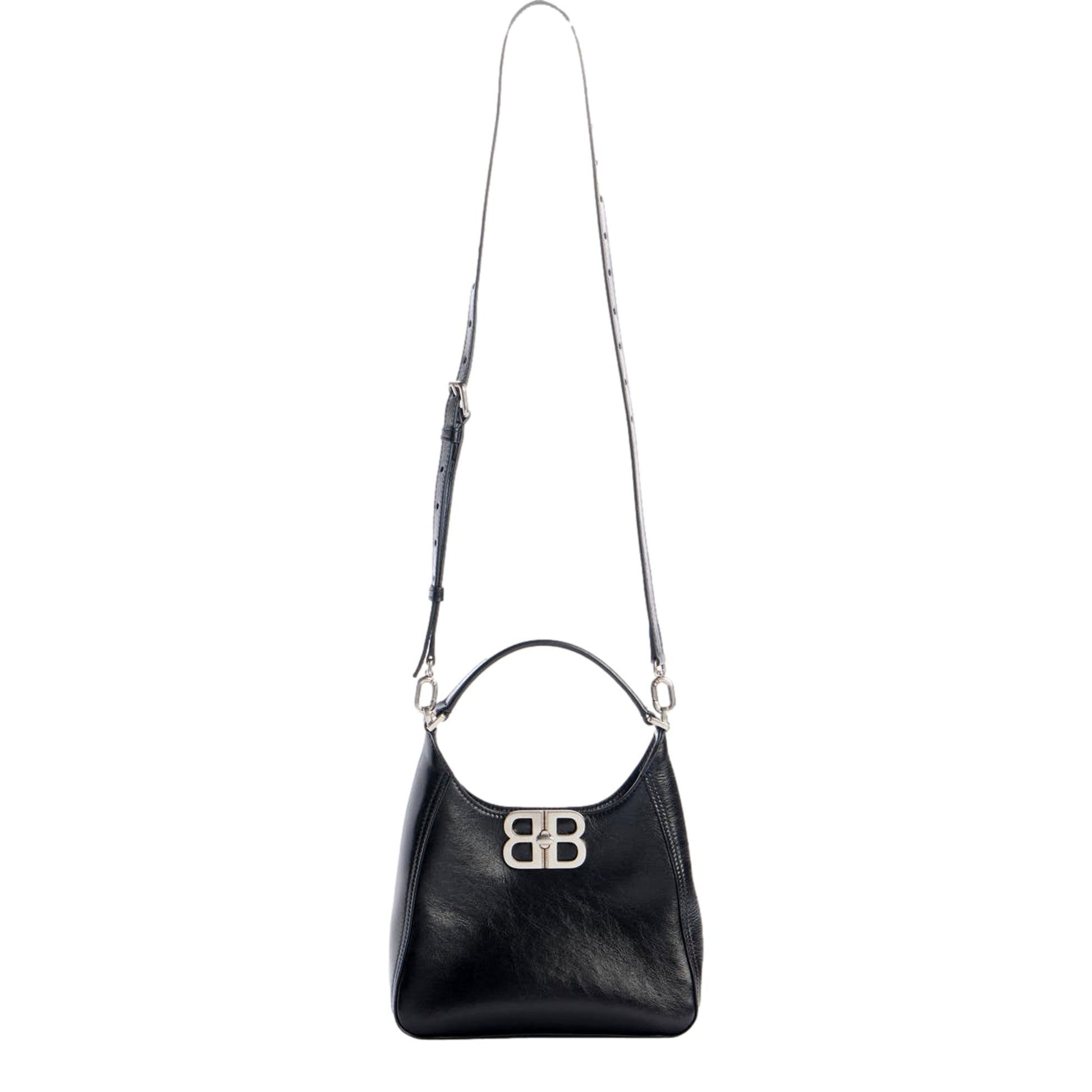 Balenciaga BB Soft Hobo Black Calfskin Leather Black Mini Shoulder Bag -   Shop Bags LLC 