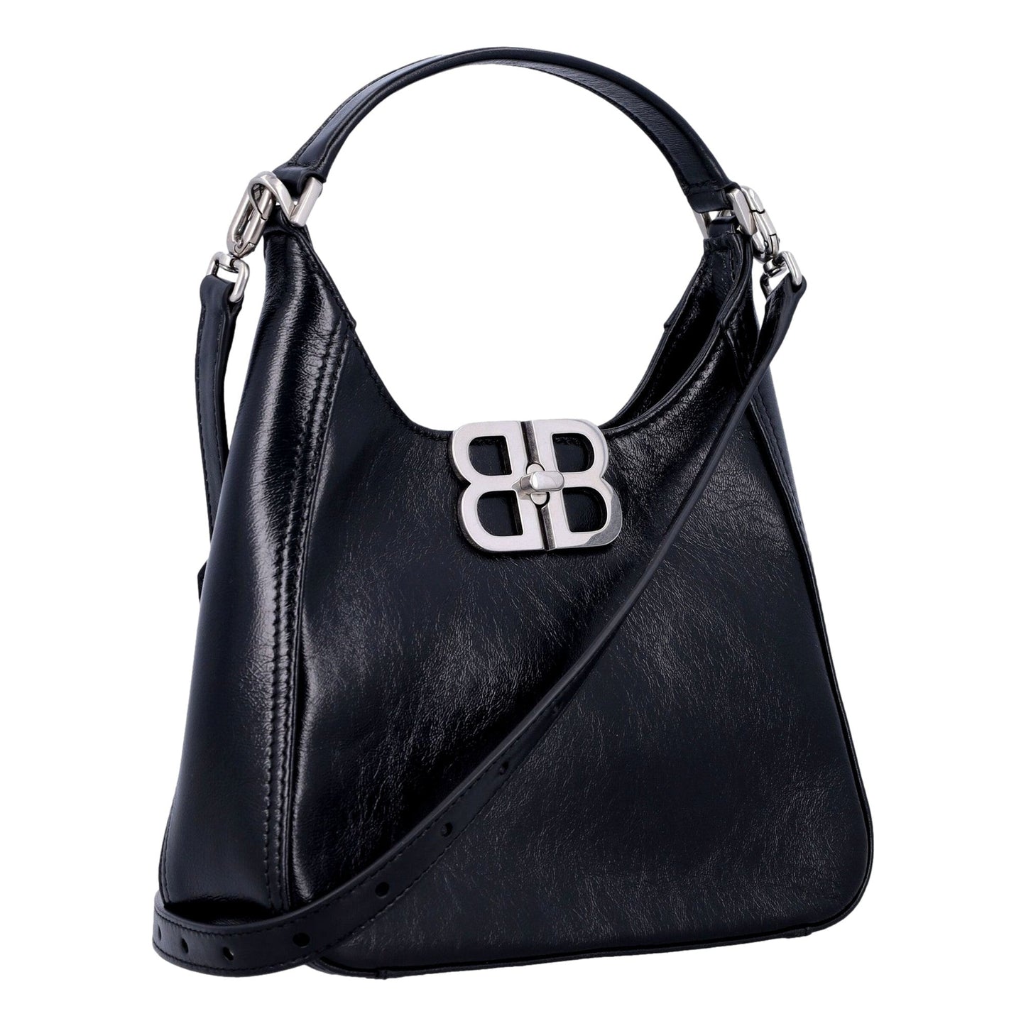 Balenciaga BB Soft Hobo Black Calfskin Leather Black Mini Shoulder Bag -   Shop Bags LLC 