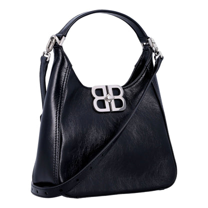 Balenciaga BB Soft Hobo Black Calfskin Leather Black Mini Shoulder Bag -   Shop Bags LLC 