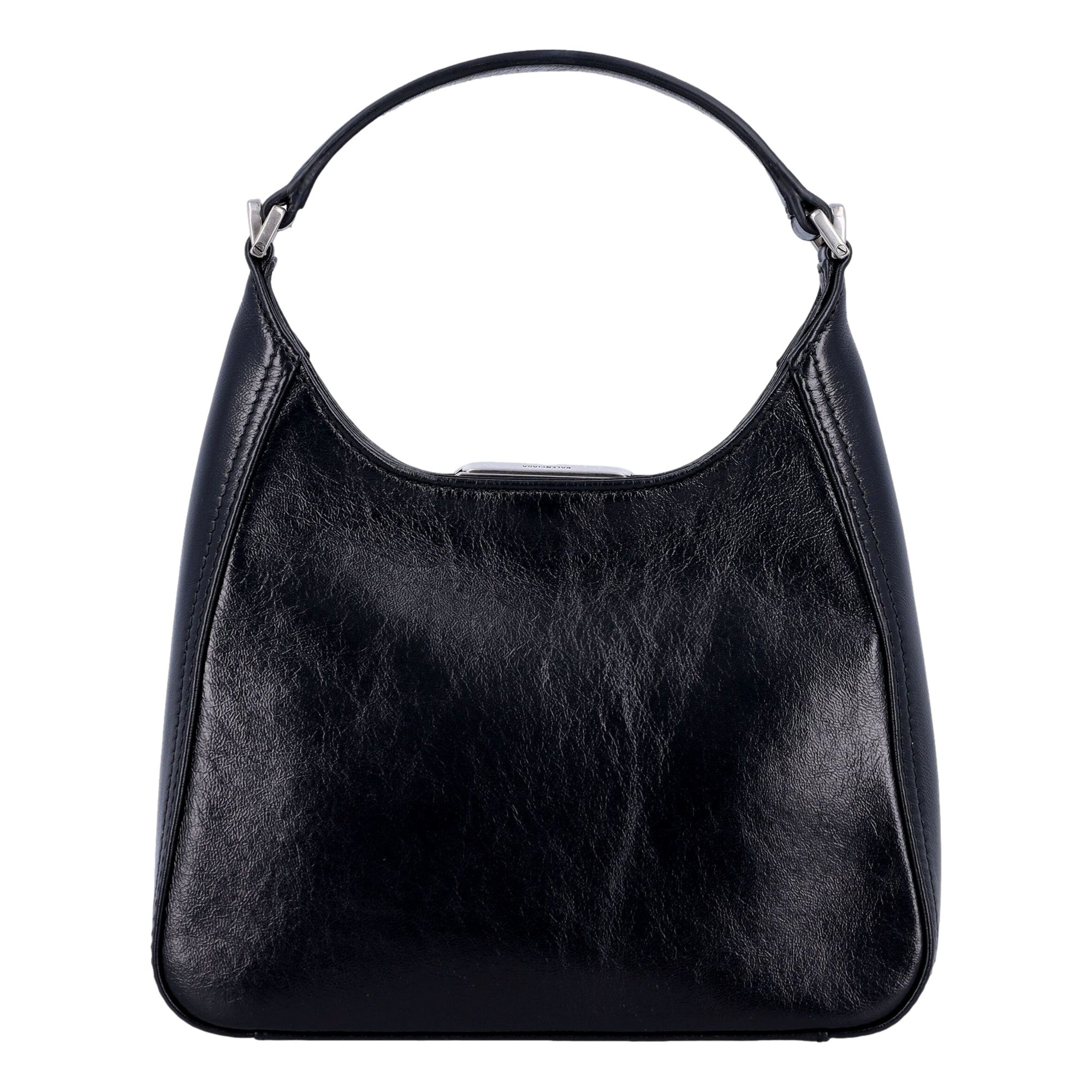 Balenciaga BB Soft Hobo Black Calfskin Leather Black Mini Shoulder Bag -   Shop Bags LLC 