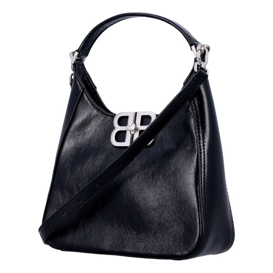 Balenciaga BB Soft Hobo Black Calfskin Leather Black Mini Shoulder Bag -   Shop Bags LLC 