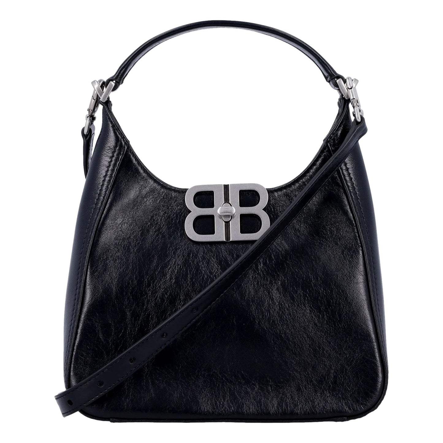 Balenciaga BB Soft Hobo Black Calfskin Leather Black Mini Shoulder Bag -   Shop Bags LLC 