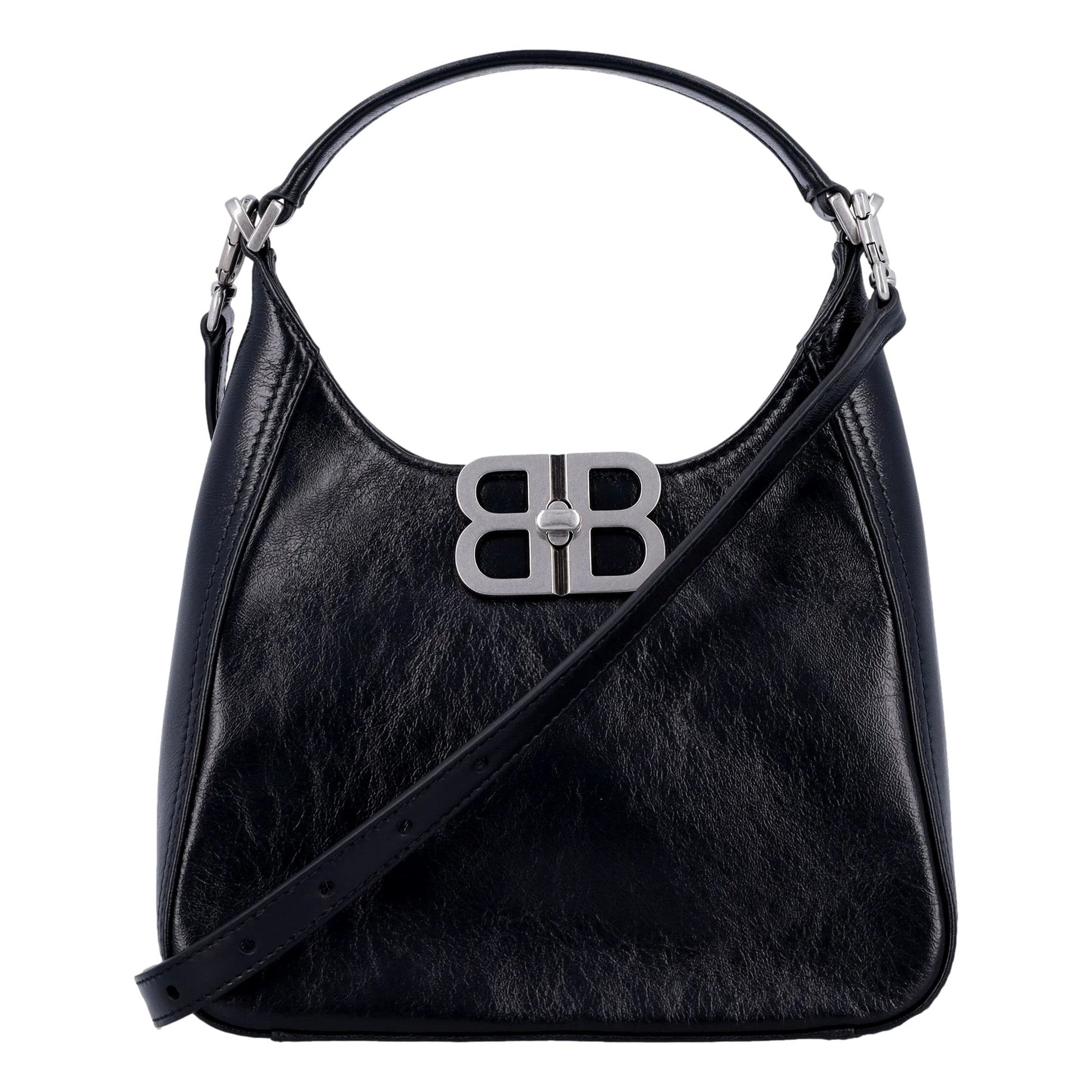 Balenciaga BB Soft Hobo Black Calfskin Leather Black Mini Shoulder Bag -   Shop Bags LLC 