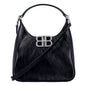 Balenciaga BB Soft Hobo Black Calfskin Leather Black Mini Shoulder Bag -   Shop Bags LLC 