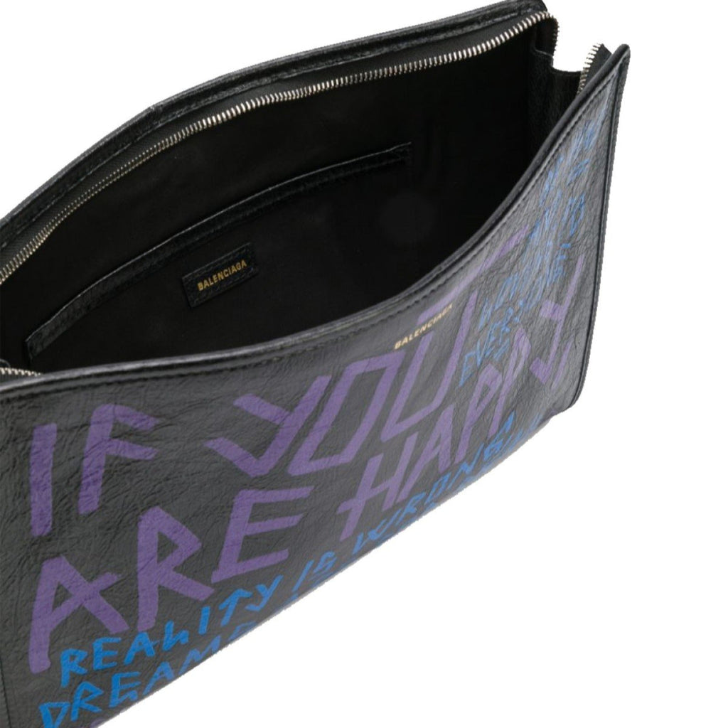 Balenciaga Bazar Graffiti Leather Pouch - Edgy Style for Any Occasion -   Shop Bags LLC