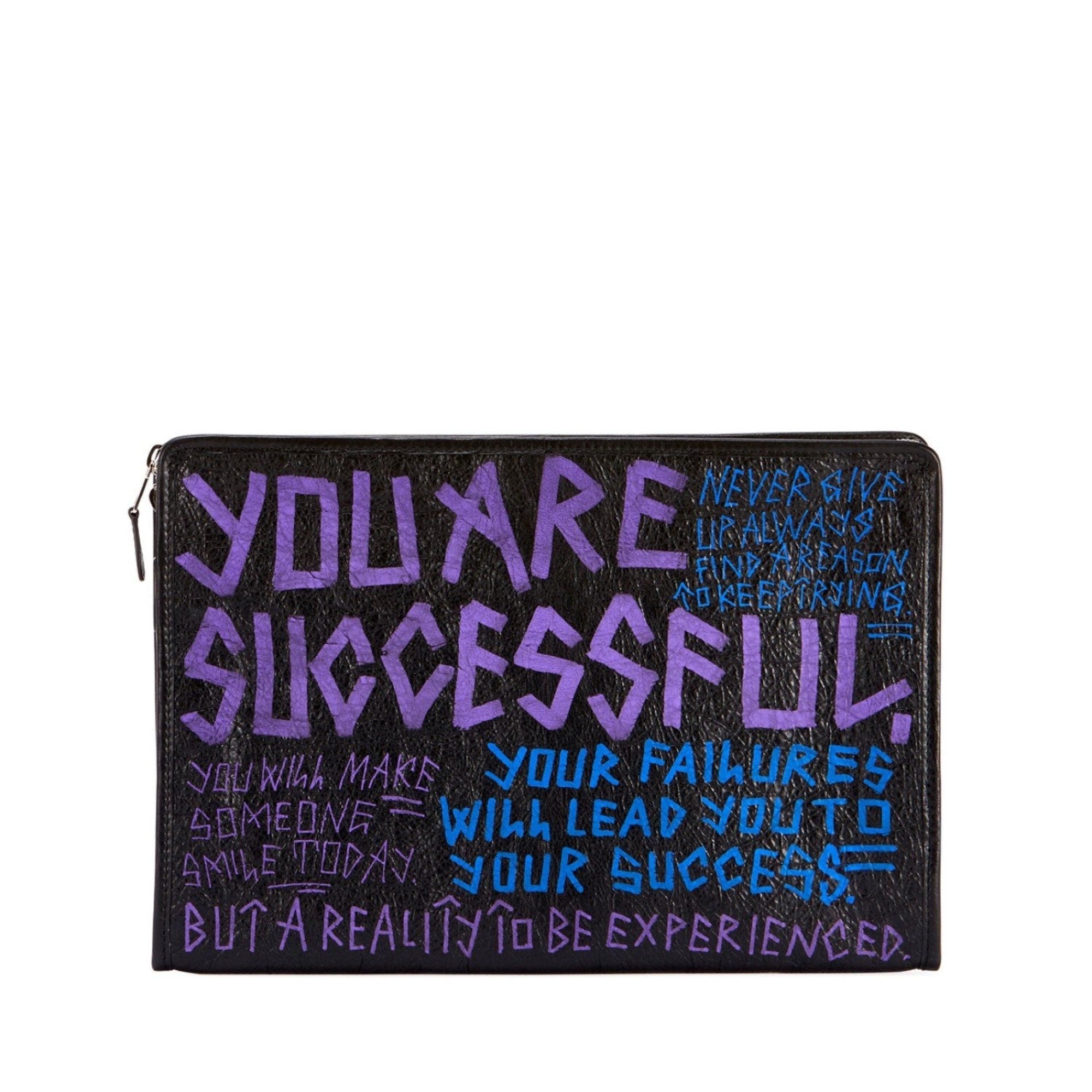 Balenciaga Bazar Graffiti Leather Pouch - Edgy Style for Any Occasion -   Shop Bags LLC