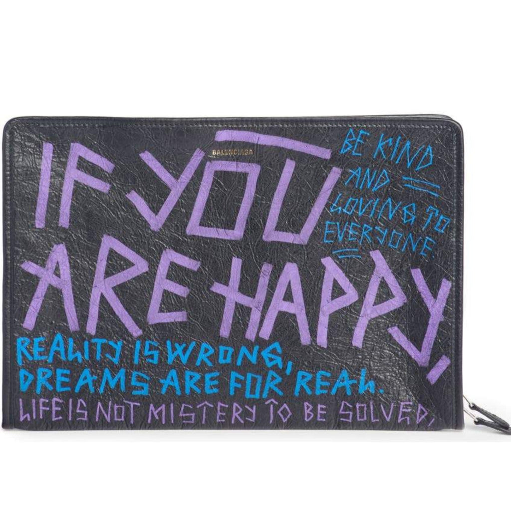 Balenciaga Bazar Graffiti Leather Pouch - Edgy Style for Any Occasion -   Shop Bags LLC