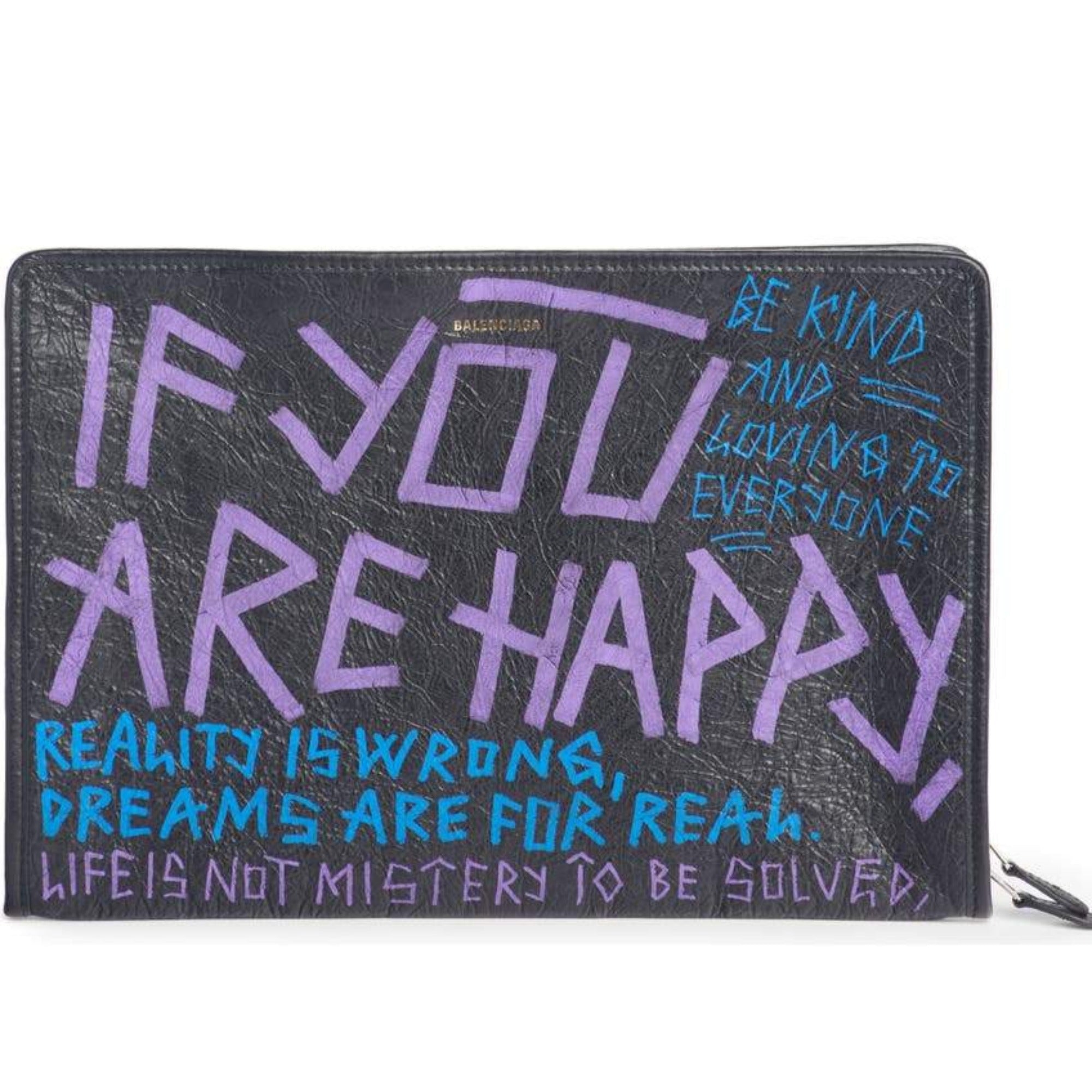 Balenciaga Bazar Graffiti Leather Pouch - Edgy Style for Any Occasion -   Shop Bags LLC