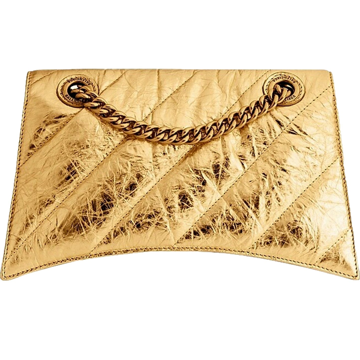 Balenciaga Crush Quilted Leather Mini Bag - Luxurious Metallic Gold -   Shop Bags LLC 