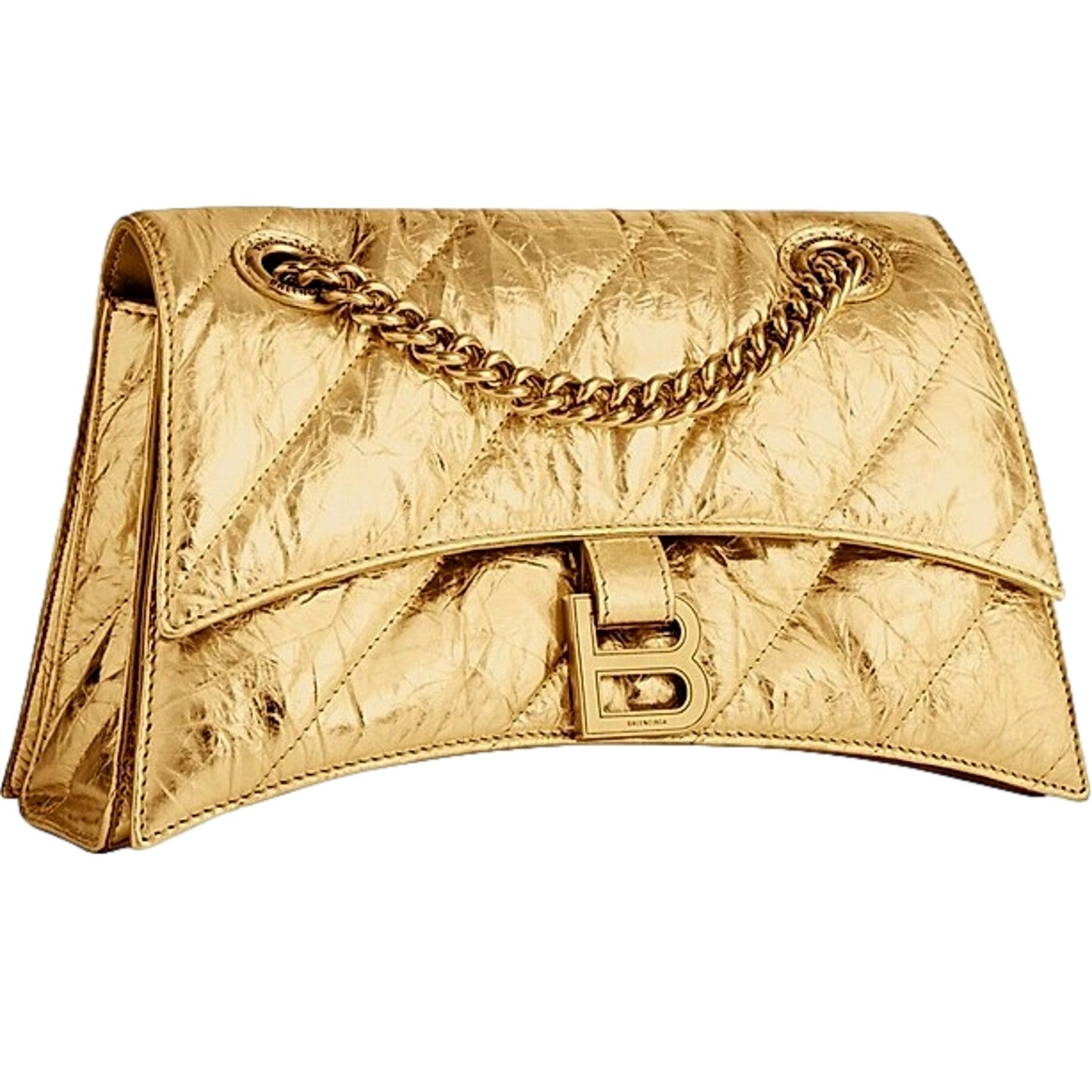 Balenciaga Crush Quilted Leather Mini Bag - Luxurious Metallic Gold -   Shop Bags LLC 