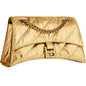 Balenciaga Crush Quilted Leather Mini Bag - Luxurious Metallic Gold -   Shop Bags LLC 