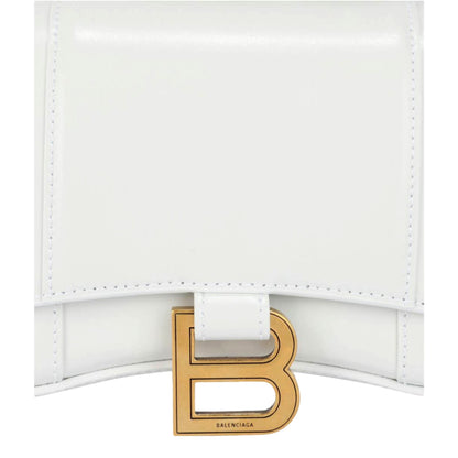 Balenciaga Hourglass White Smooth Calfskin Leather Wallet on Chain Crossbody Bag -   Shop Bags LLC 