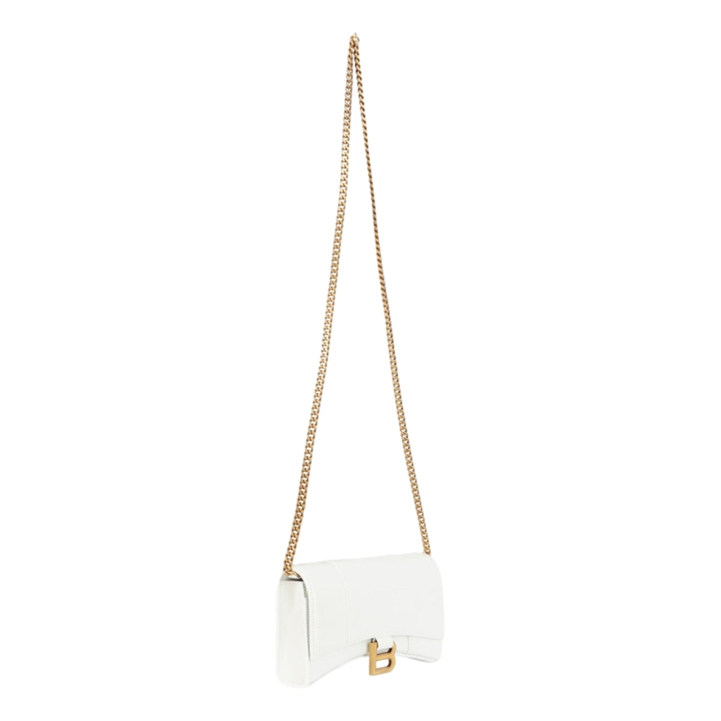 Balenciaga Hourglass White Smooth Calfskin Leather Wallet on Chain Crossbody Bag -   Shop Bags LLC 