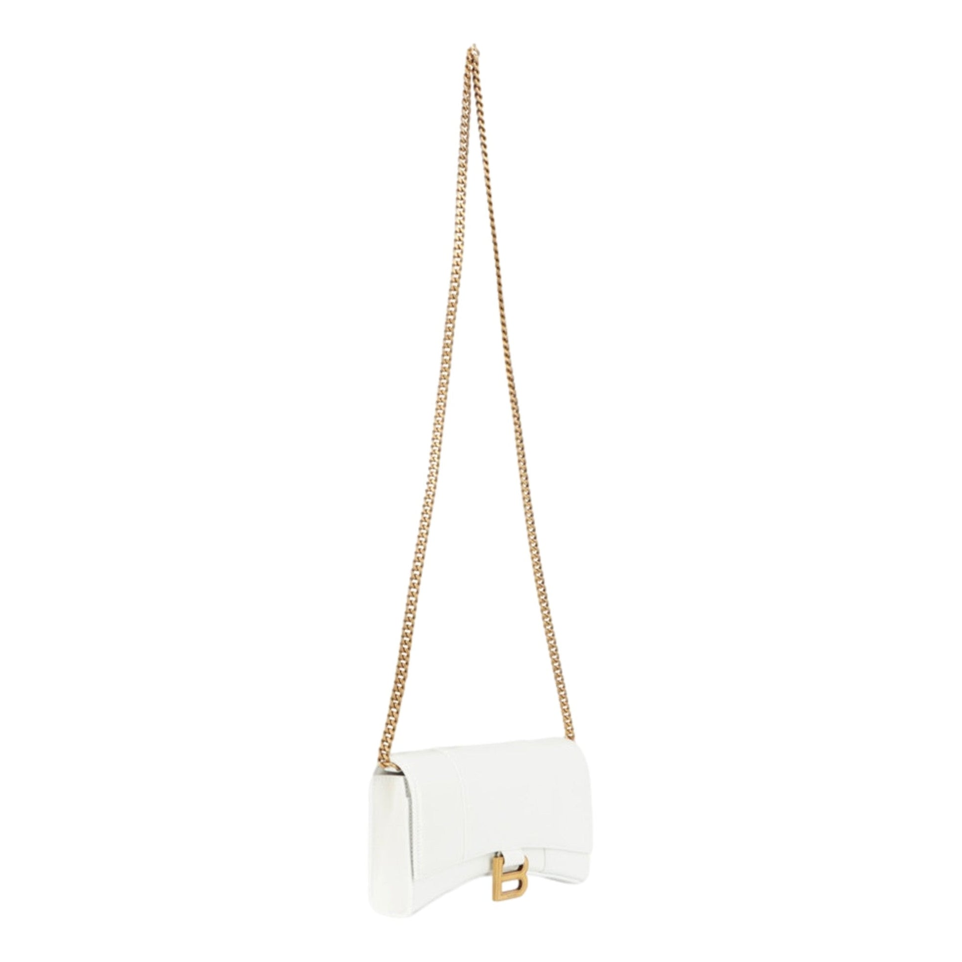 Balenciaga Hourglass White Smooth Calfskin Leather Wallet on Chain Crossbody Bag -   Shop Bags LLC 