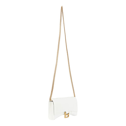 Balenciaga Hourglass White Smooth Calfskin Leather Wallet on Chain Crossbody Bag -   Shop Bags LLC 